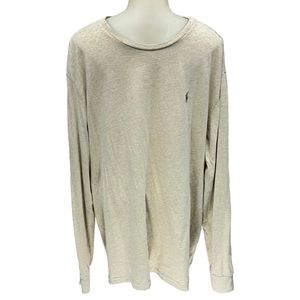 POLO RALPH LAUREN Men’s Top Pullover Long Sleeve Logo Heather Tan Sz XL …